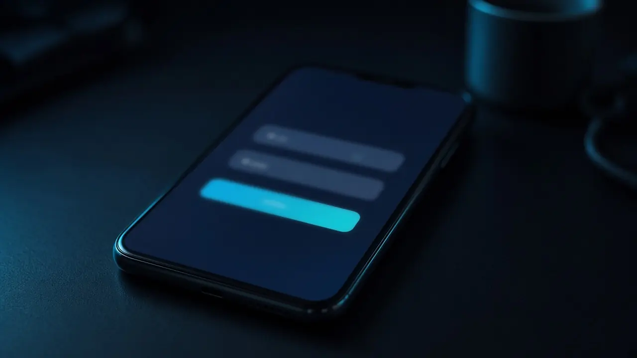 Teléfono con un panel de acceso oscuro