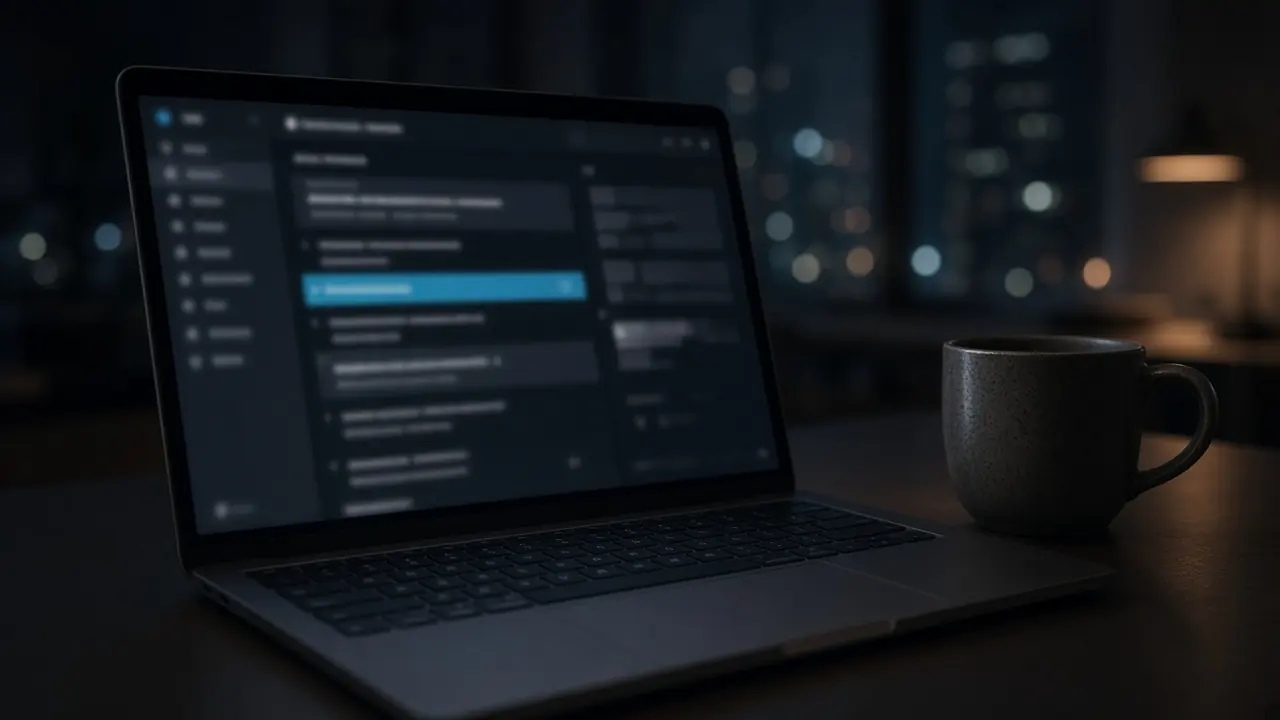 Laptop con una lista de correo desenfocada
